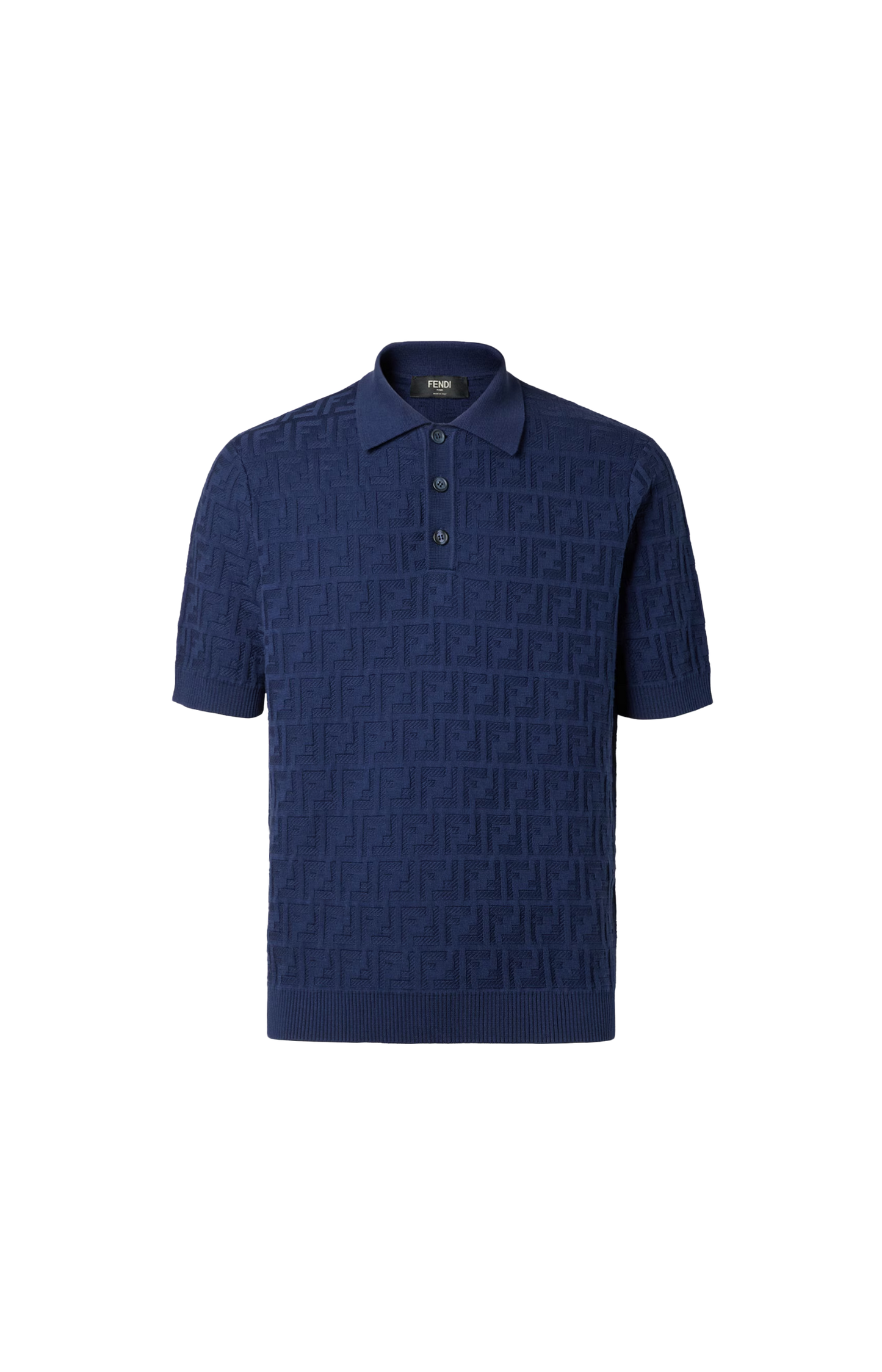 Dark Blue Cotton Tricot Polo Shirt