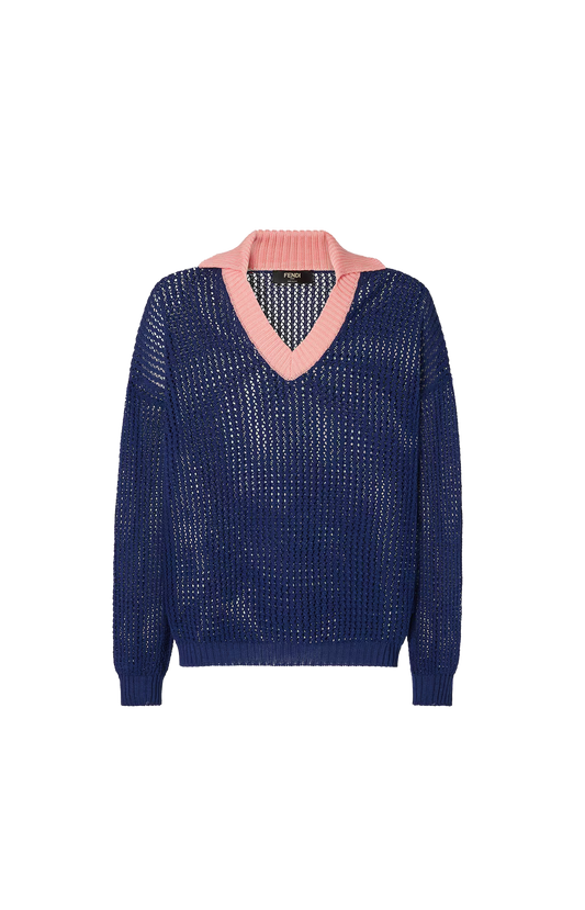 Blue and pink cotton jumper