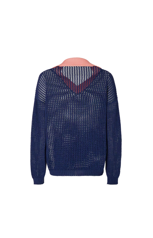 Blue and pink cotton jumper