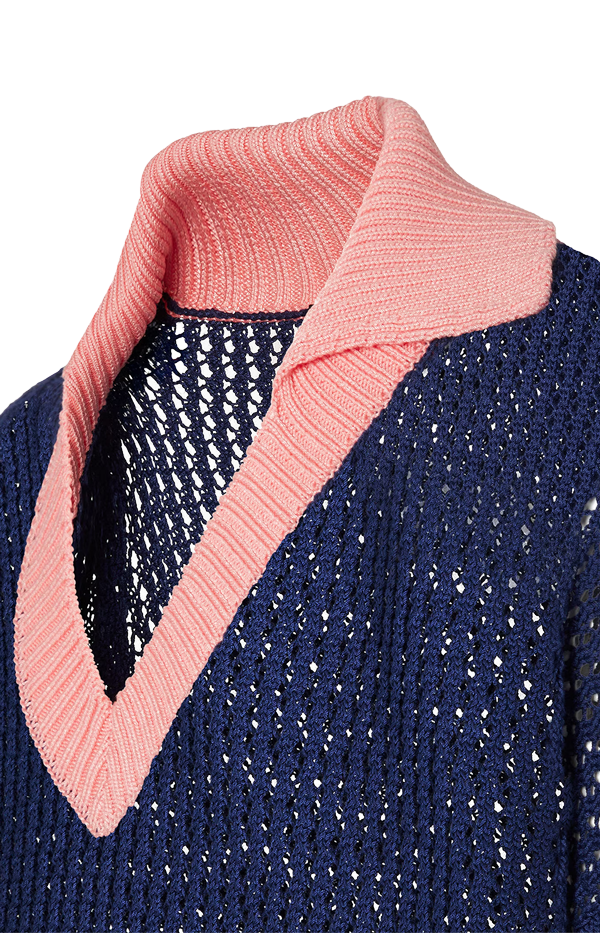 Blue and pink cotton jumper