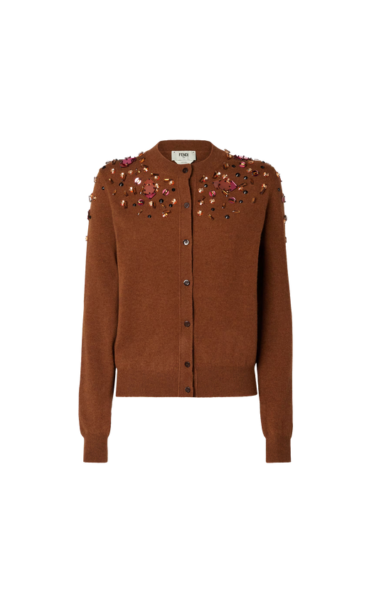 Rust FF Cashmere and Wool Cardigan
