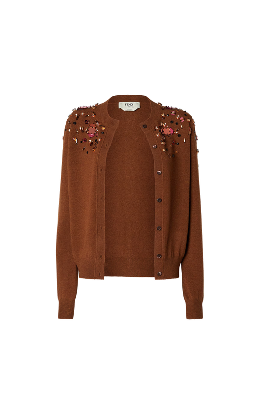 Rust FF Cashmere and Wool Cardigan