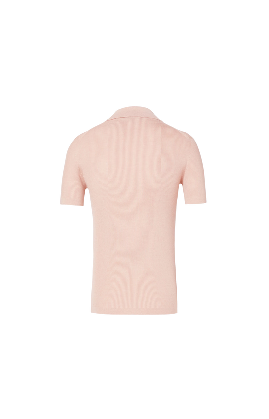 Pink knit polo shirt