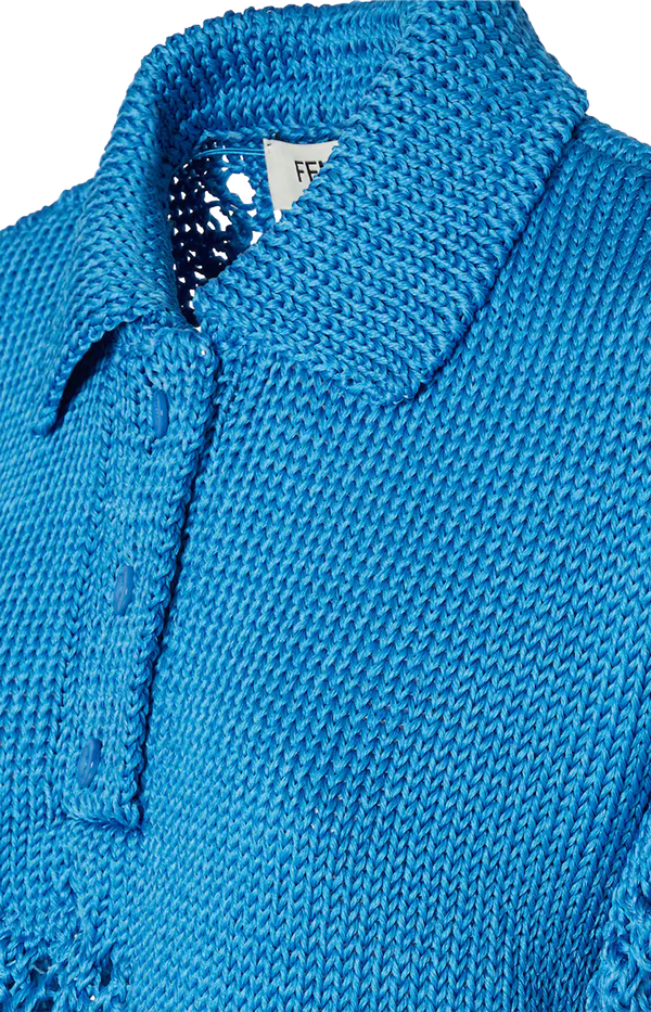 Light blue macramé silk sweater