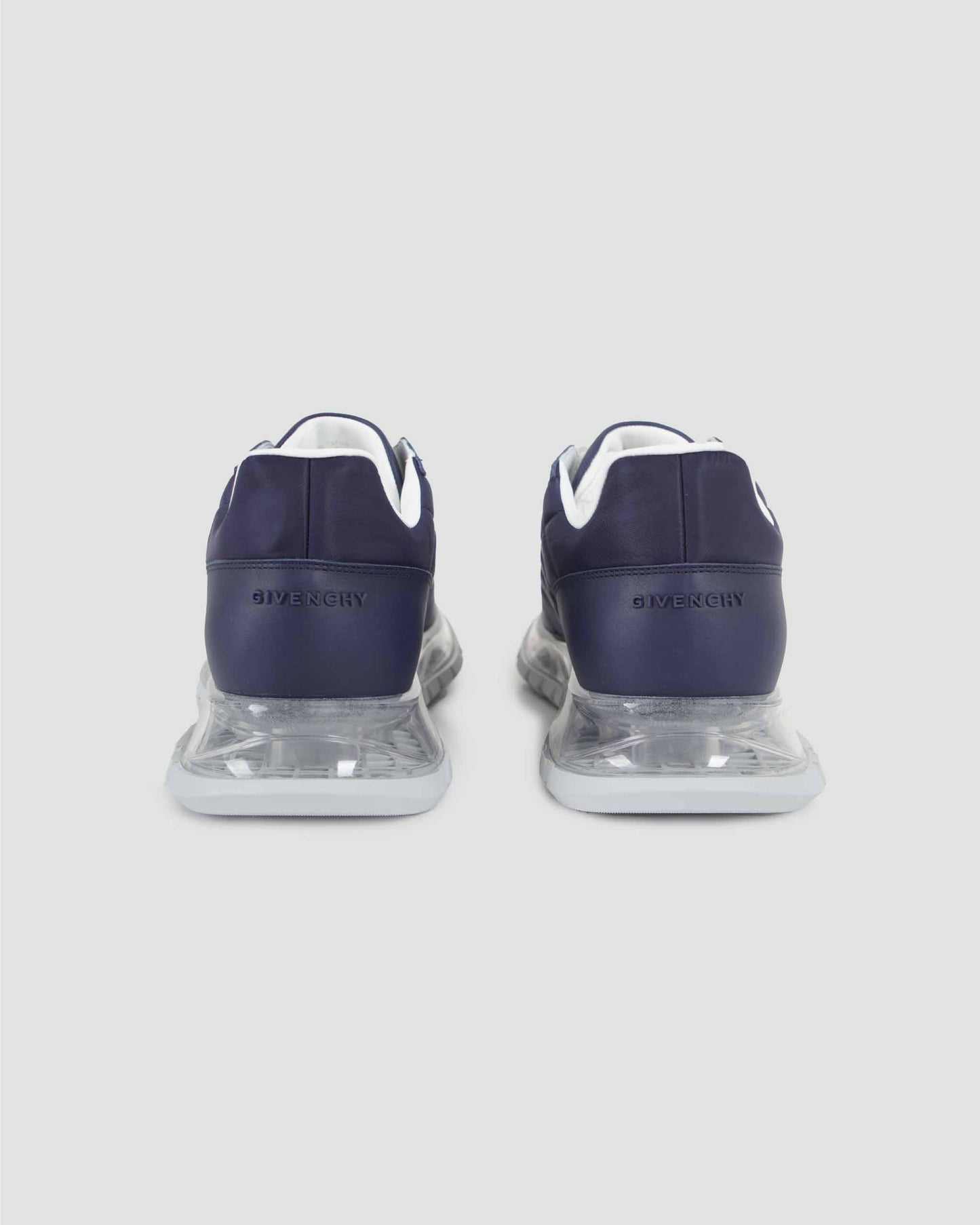 Padded Nylon And Leather Trainers in Navy