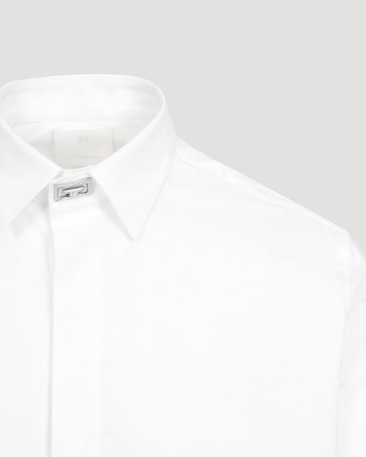 White Cotton Shirt With 2G Clip
