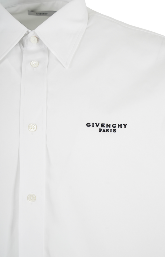 Shirt in cotton poplin with GIVENCHY Stamp embroidery