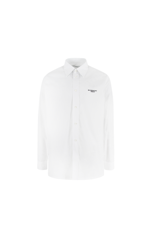 Shirt in cotton poplin with GIVENCHY Stamp embroidery