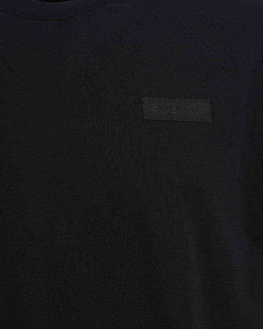 Cotton T-Shirt With GIVENCHY Patch in Black