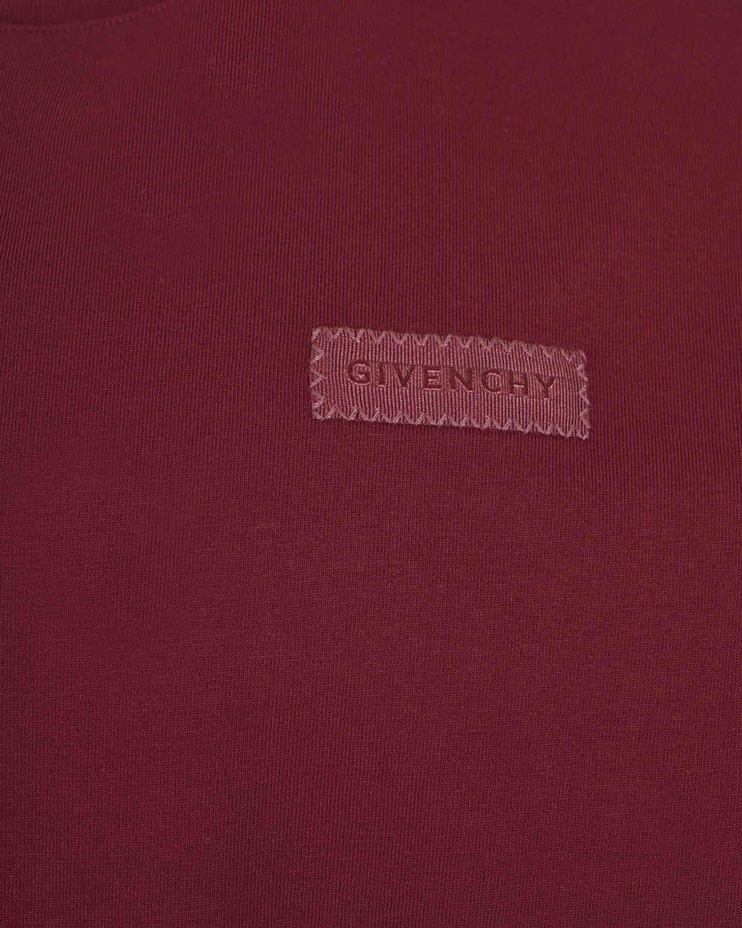 Cotton T-Shirt With GIVENCHY Patch in Burgundy
