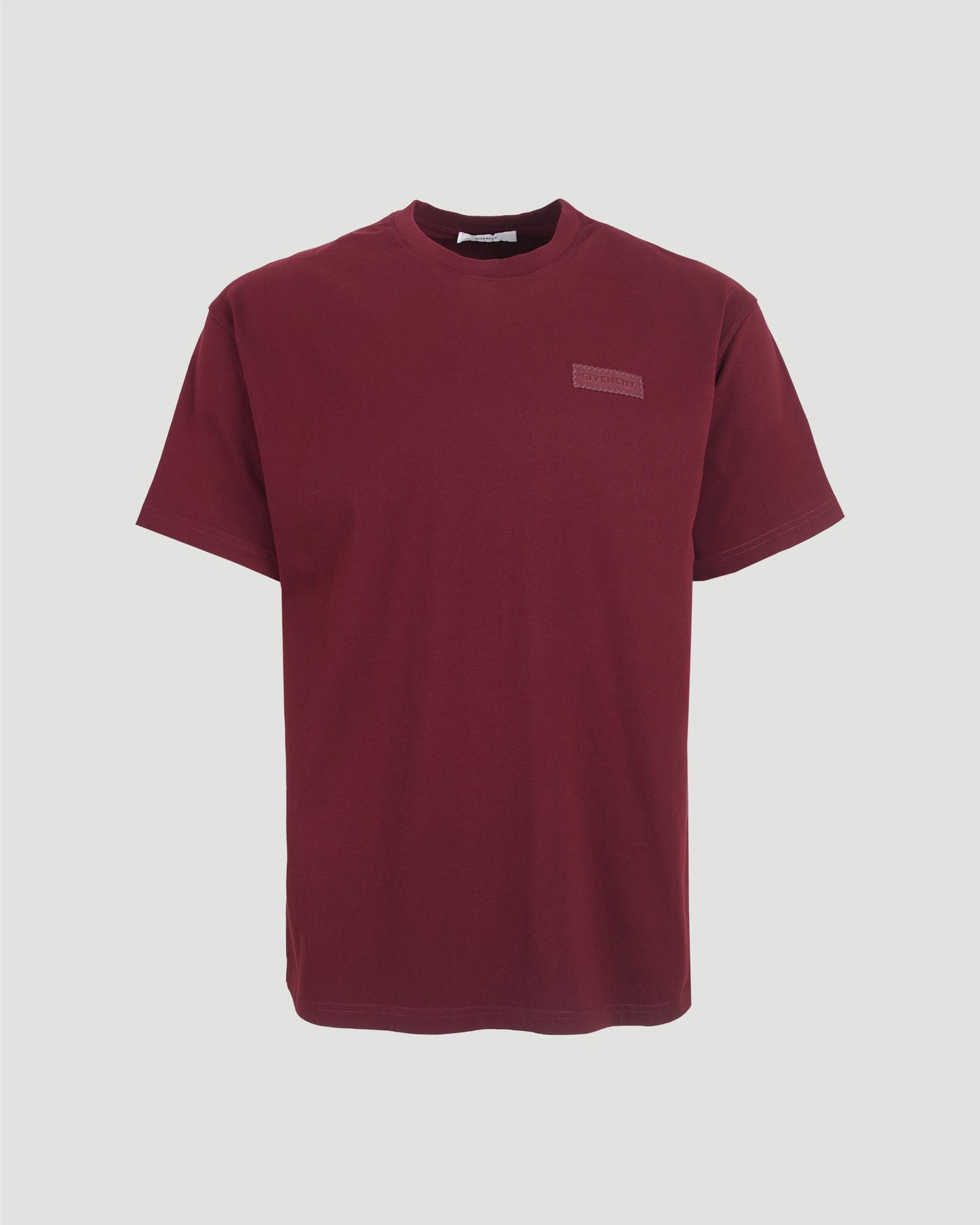 Cotton T-Shirt With GIVENCHY Patch in Burgundy