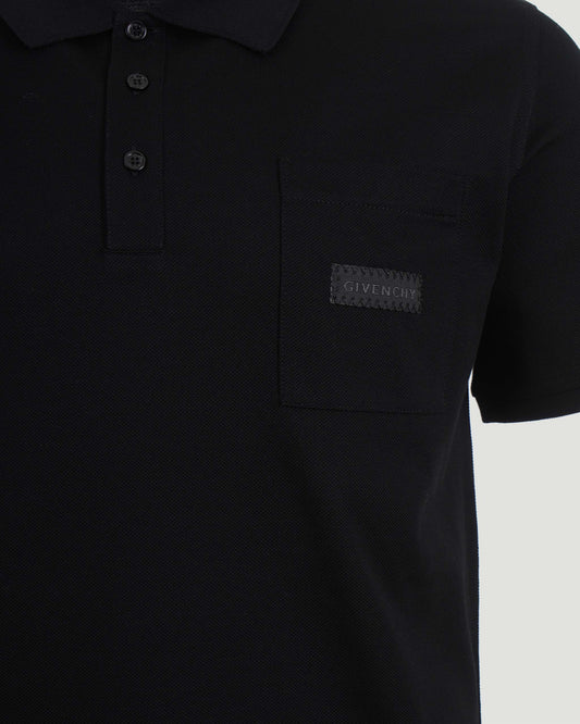 Cotton Polo With GIVENCHY Patch in Black