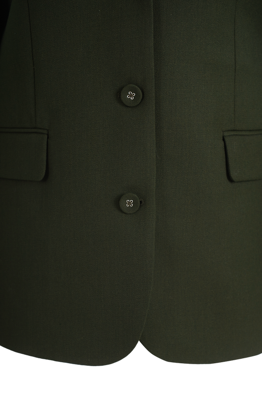 Single Wool Twill Blazer in Kombu Green