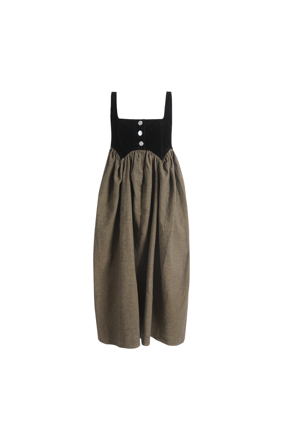 Neppy Denim Spencer Midi Dress in Coffee