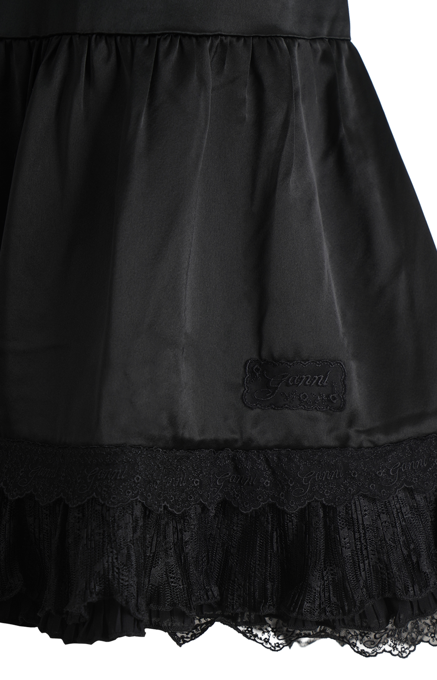 Lace Satin Dress in Black