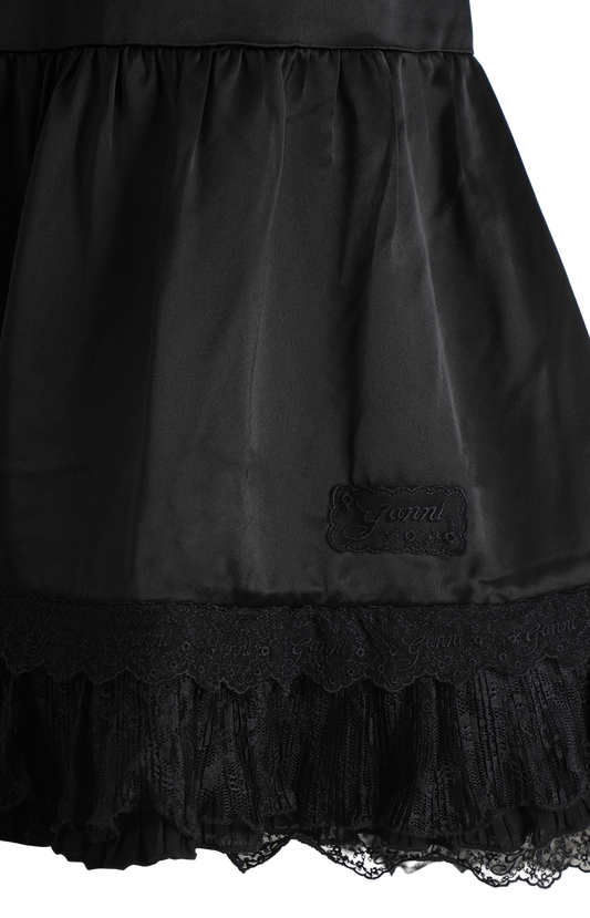 Lace Satin Dress in Black