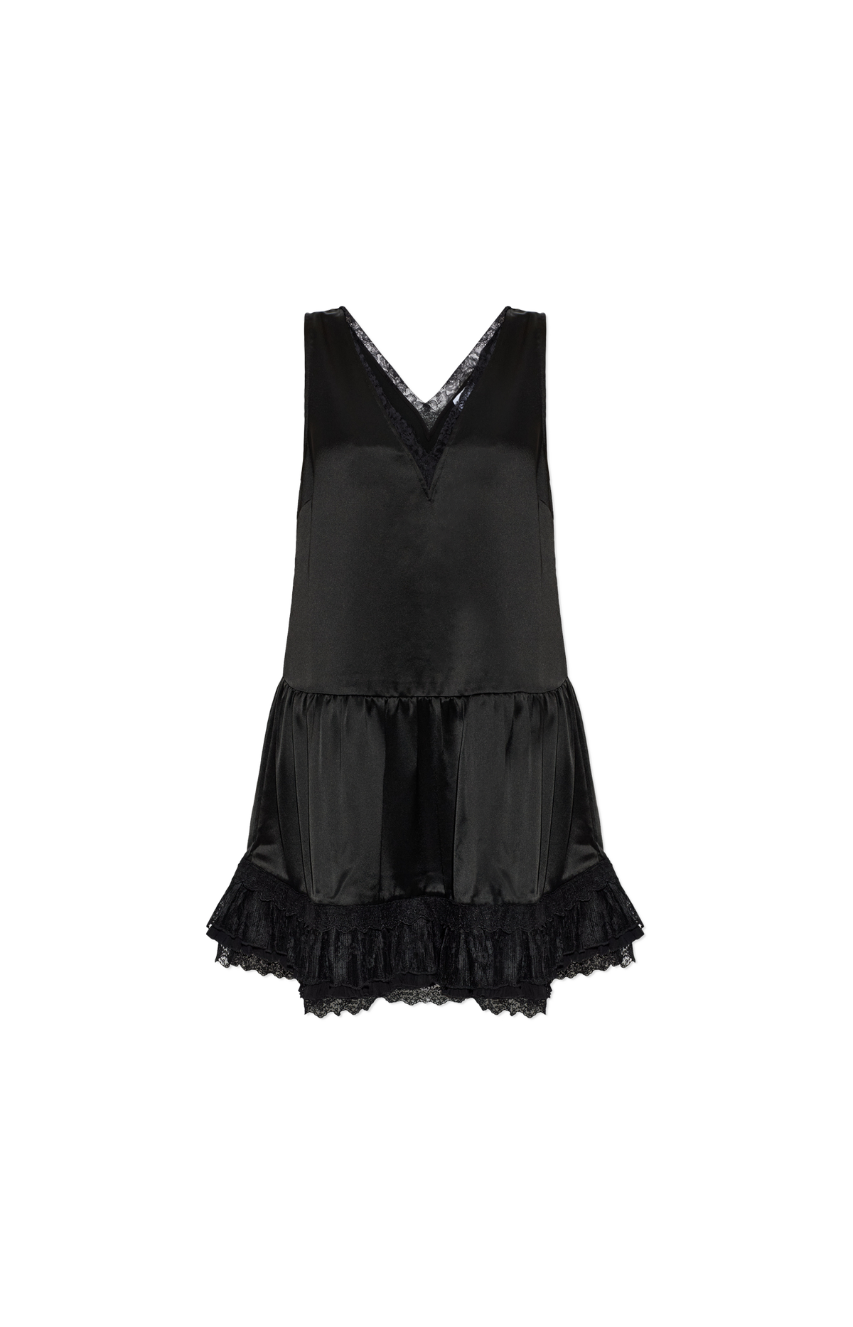 Lace Satin Dress in Black