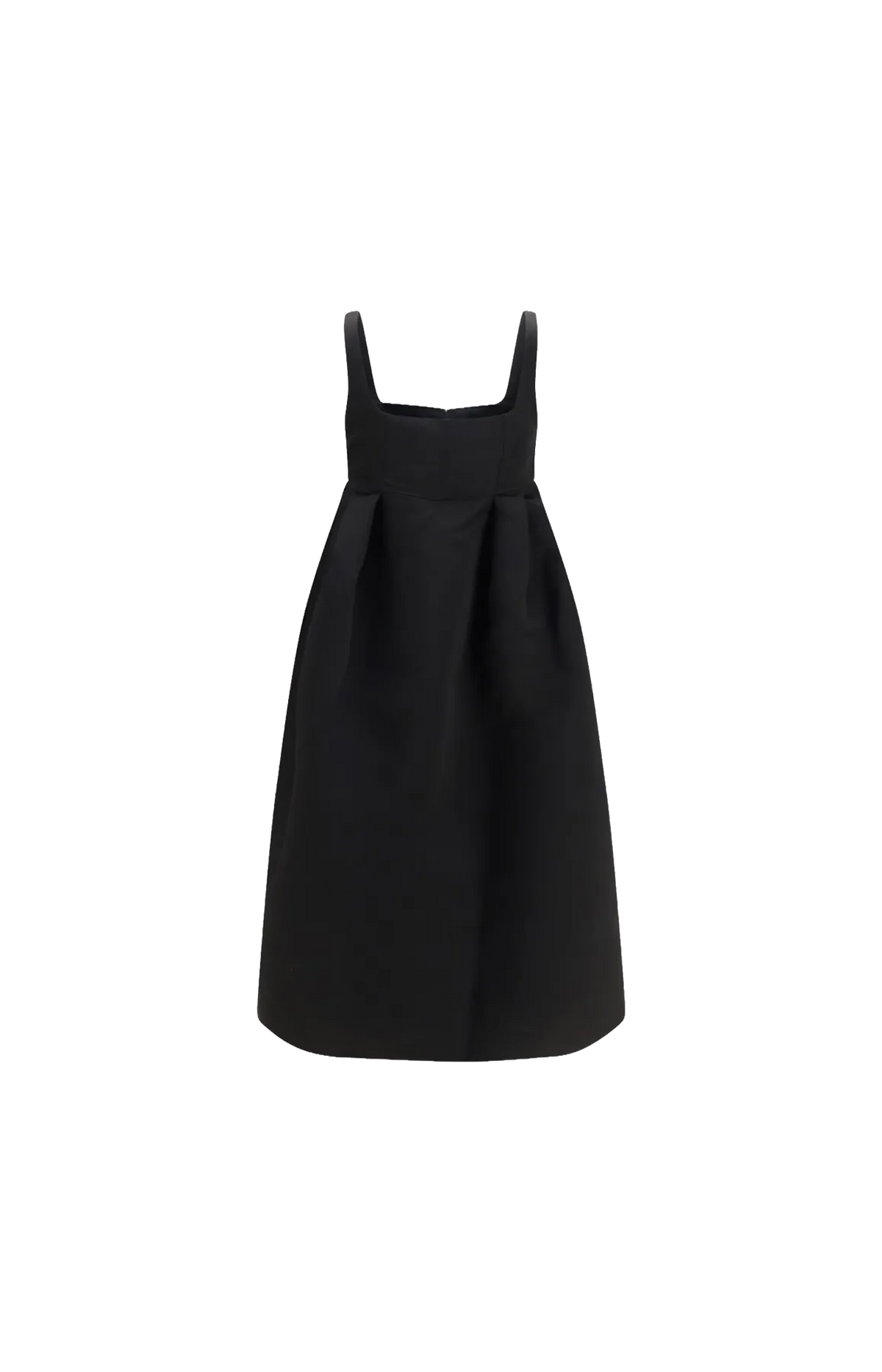 Corset Duchesse Satin Midi Dress in Black