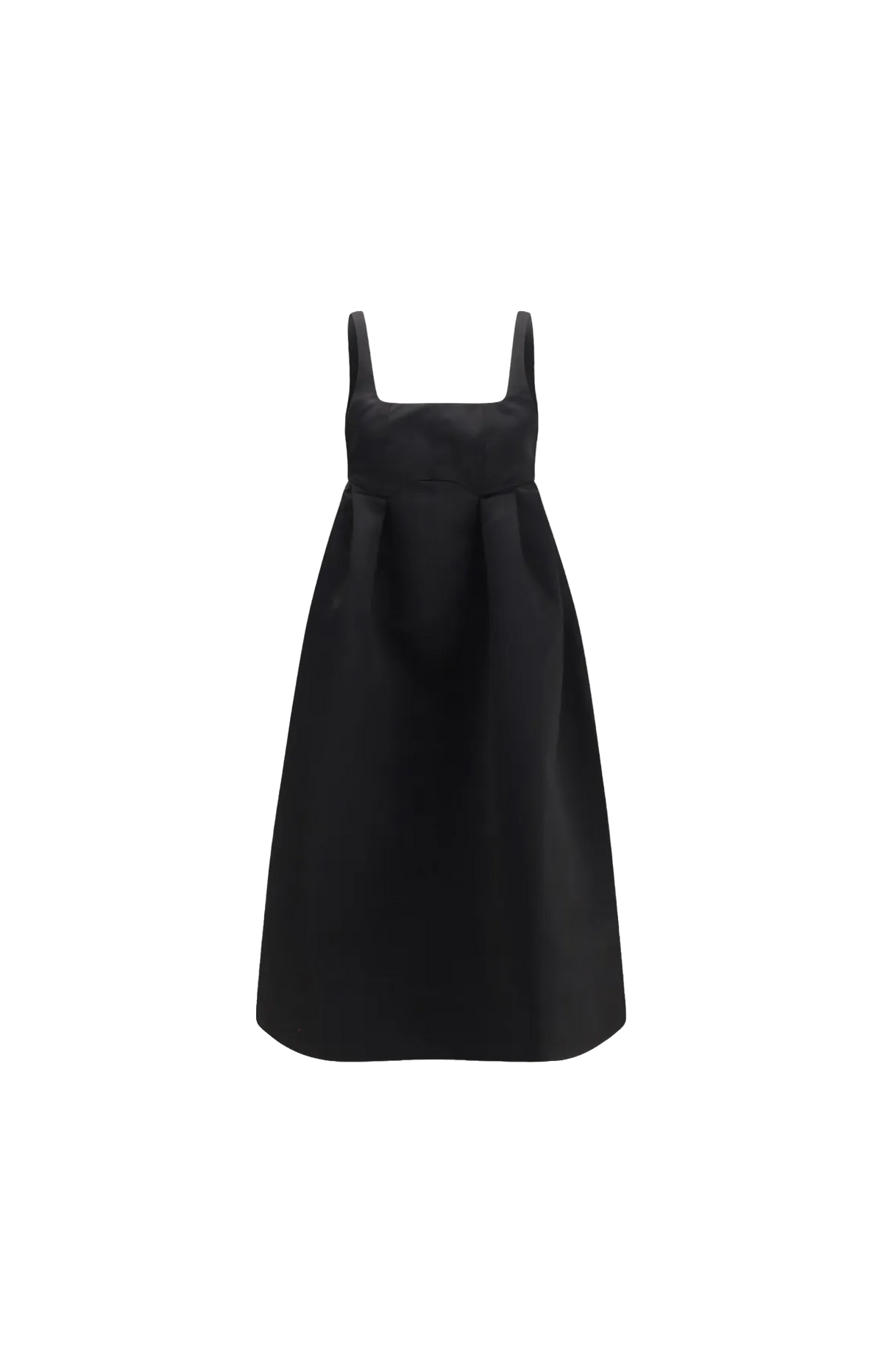 Corset Duchesse Satin Midi Dress in Black