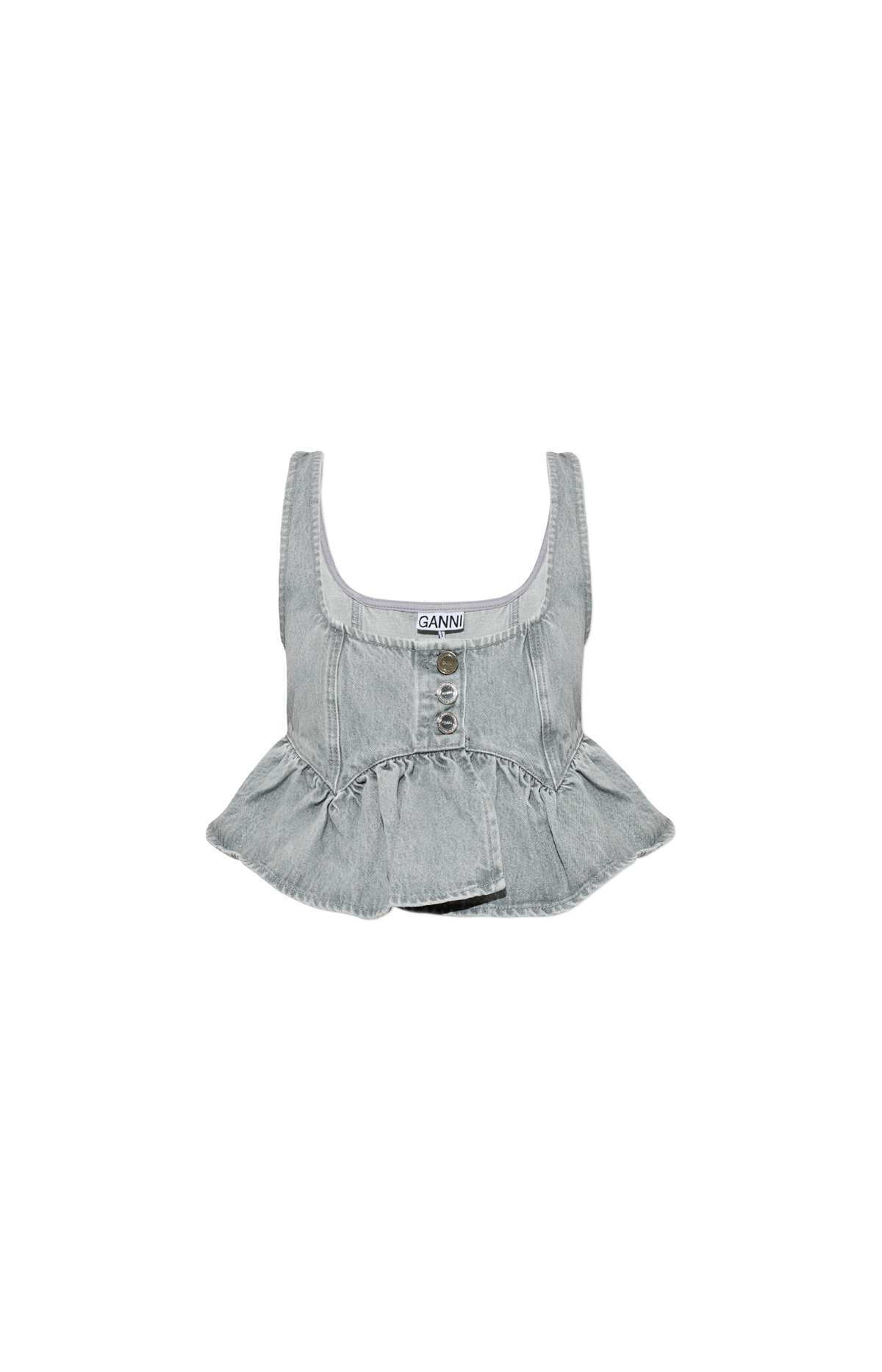 Ruffled Peplum Blouse in Grey