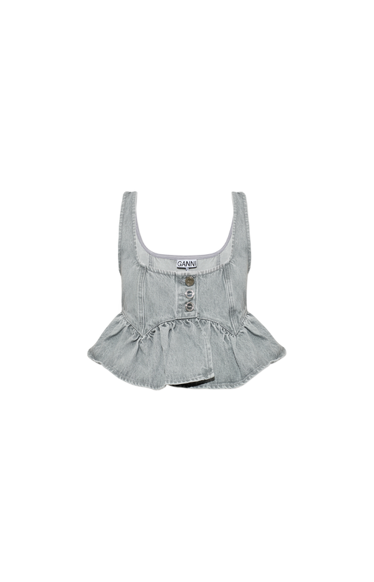 Ruffled Peplum Blouse in Grey