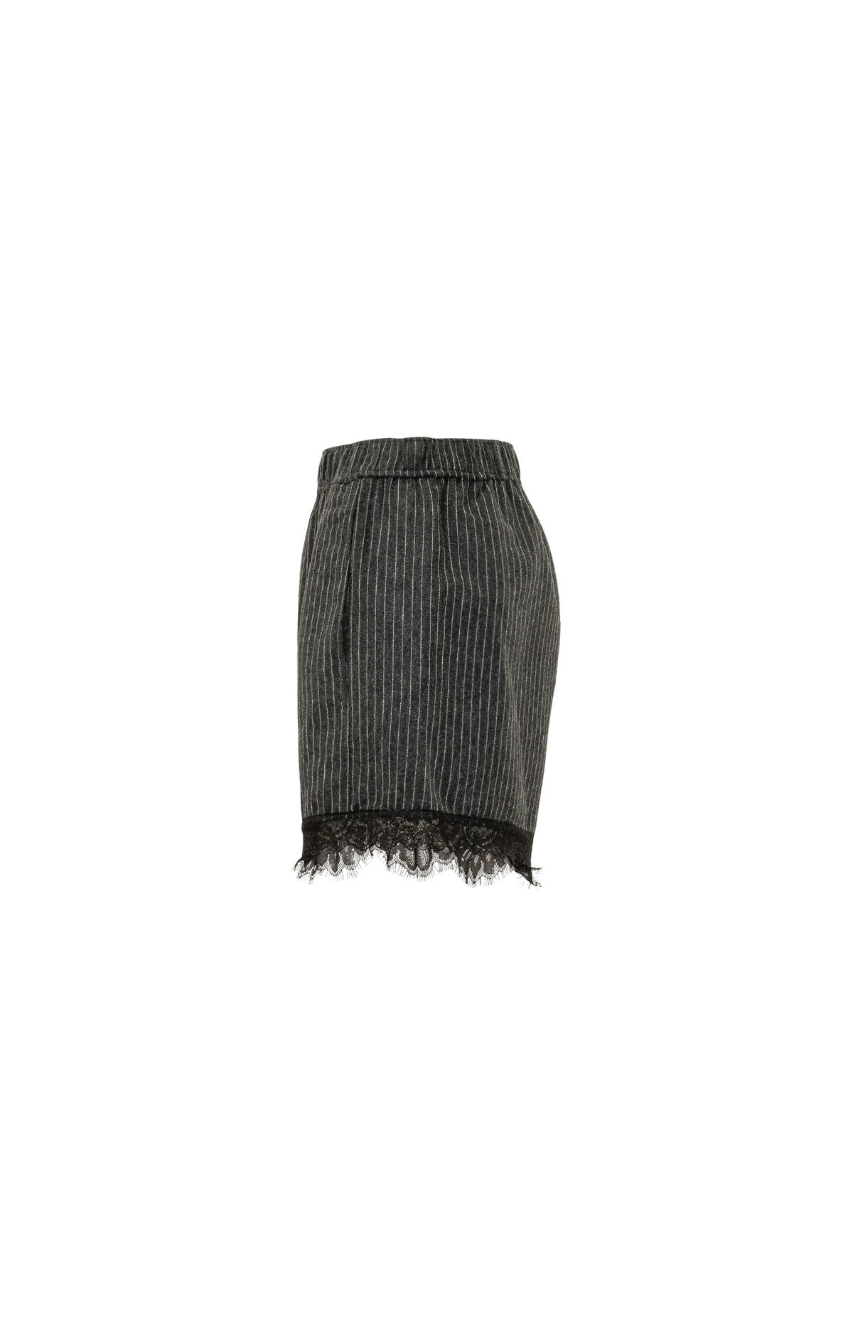 Pinstripe Flannel Lace Shorts in Dark Grey
