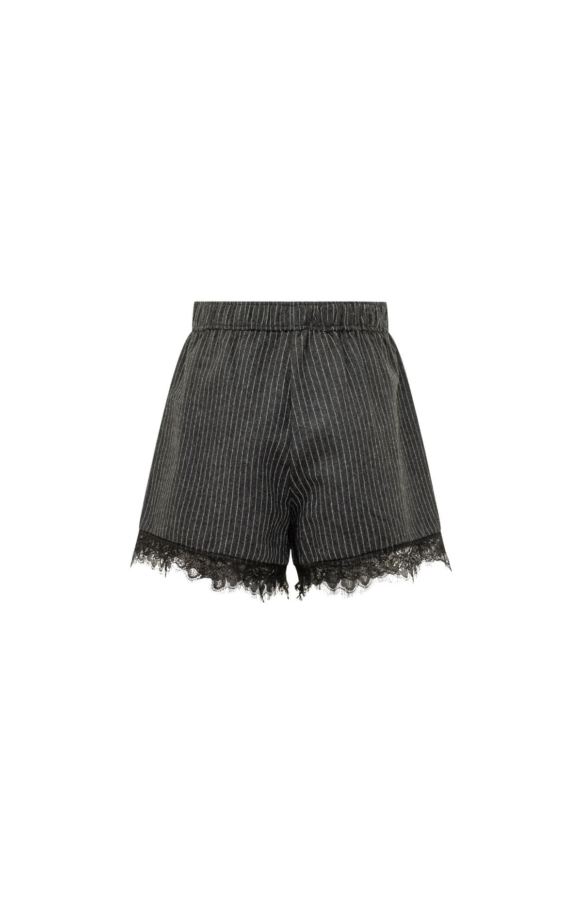 Pinstripe Flannel Lace Shorts in Dark Grey