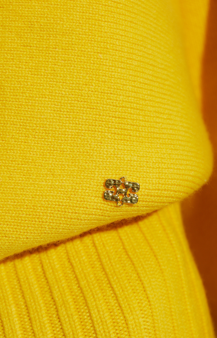 Double Knit Turtleneck Sweater in Lemon