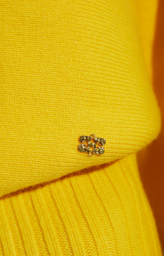 Double Knit Turtleneck Sweater in Lemon
