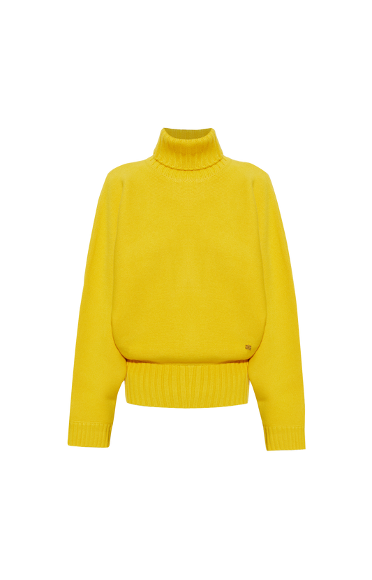 Double Knit Turtleneck Sweater in Lemon