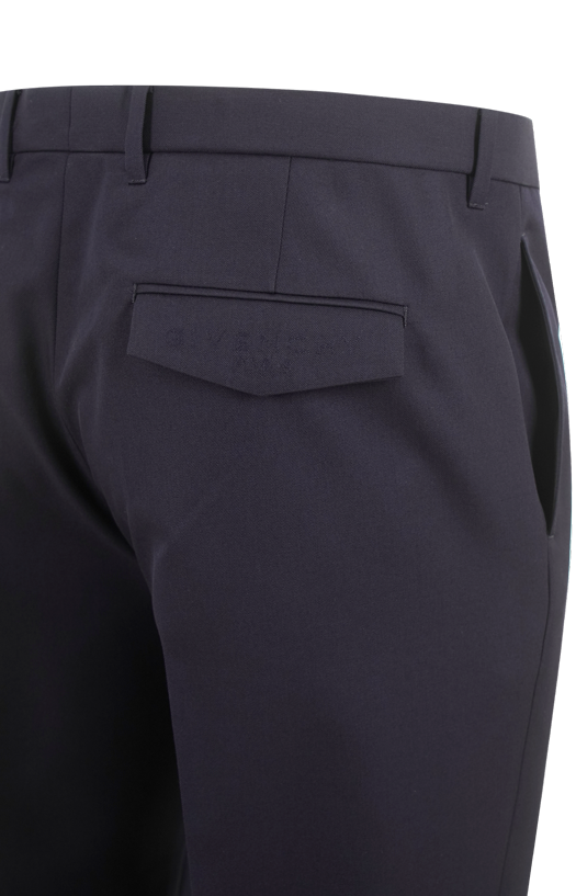 Fitted Leg Tailored Trousers in Night Blue Wool