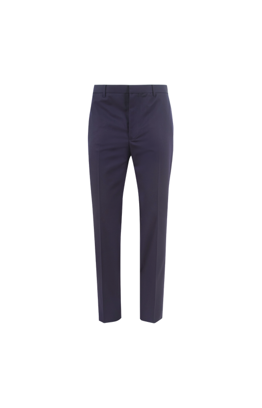 Fitted Leg Tailored Trousers in Night Blue Wool