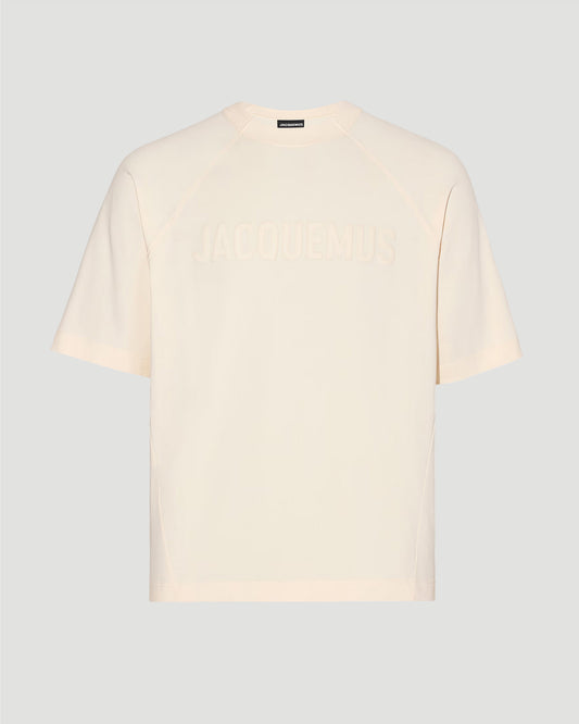 Le T-Shirt Typo Raglan Logo T-Shirt in Light Beige
