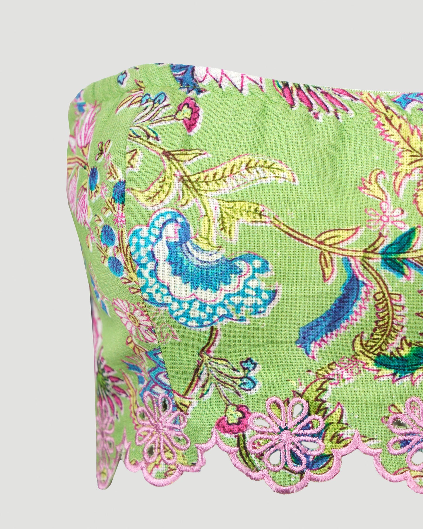 FLORAL BANDEAU TOP IN GREEN