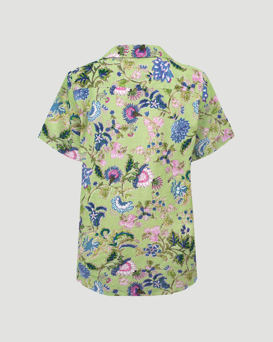 FLORAL SHORT SLEEVE SHIRT IN GREEN