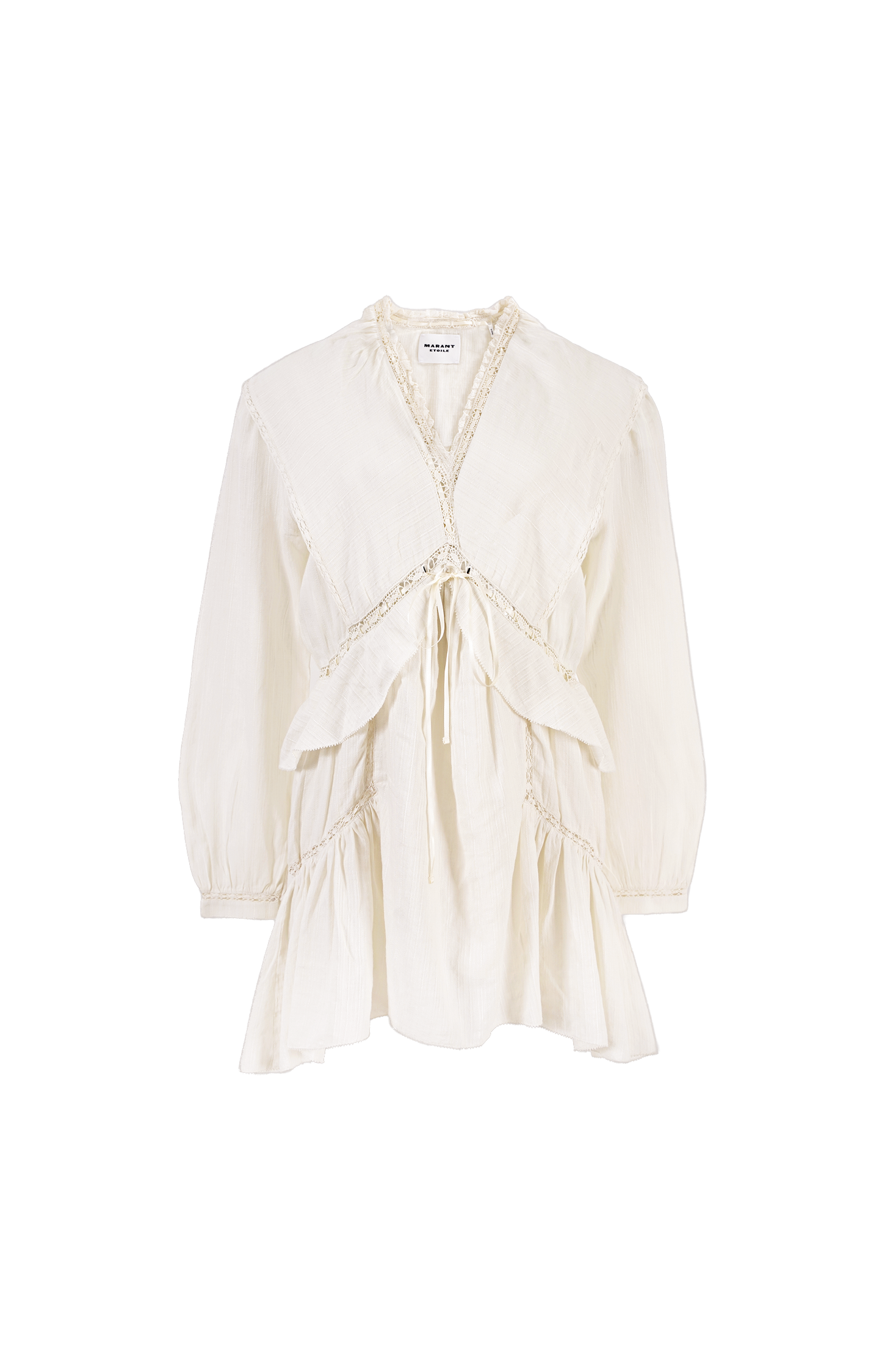 White blouse with ruched details on a white background