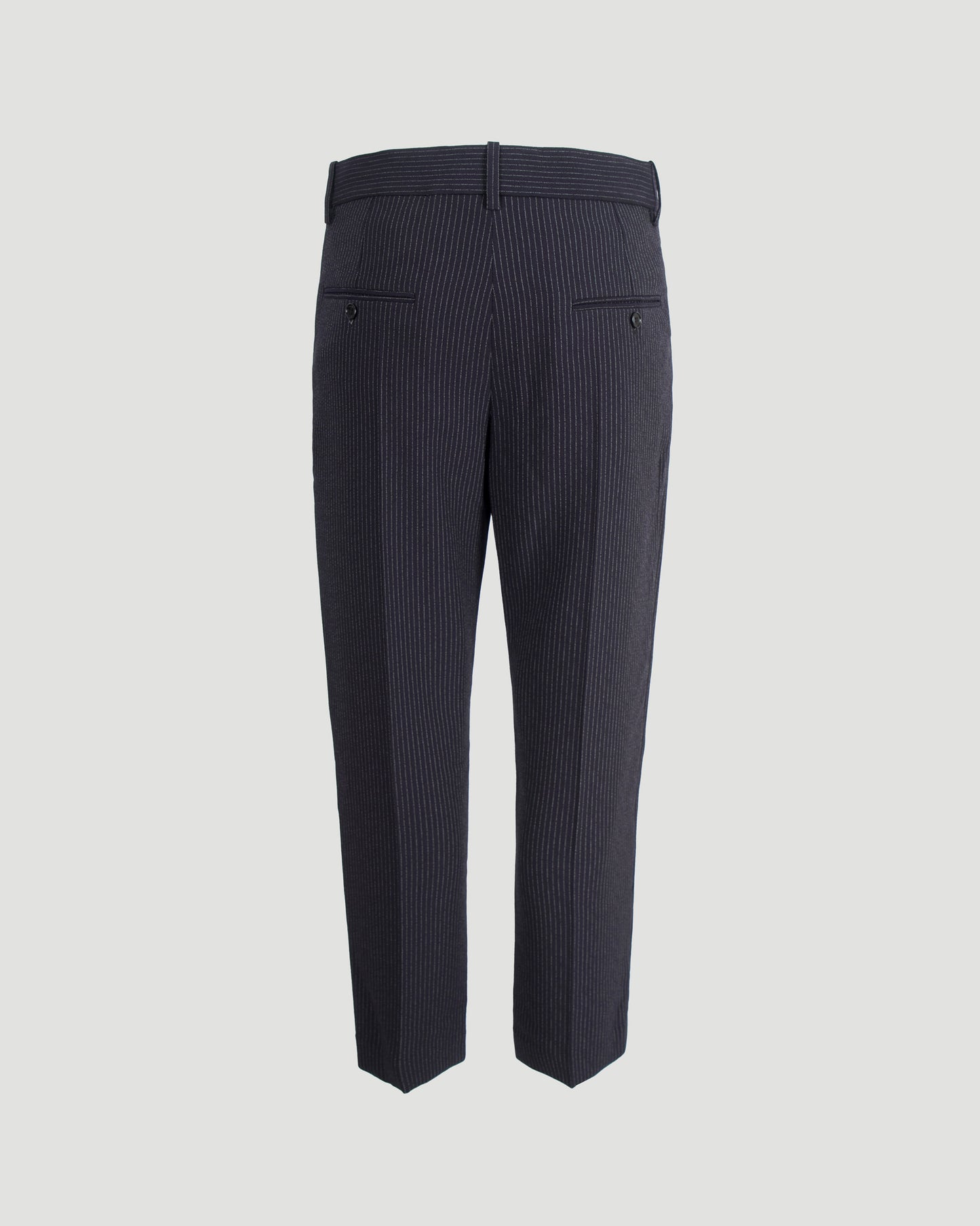 Pinstriped Cigarette Trousers in Midnight Blue