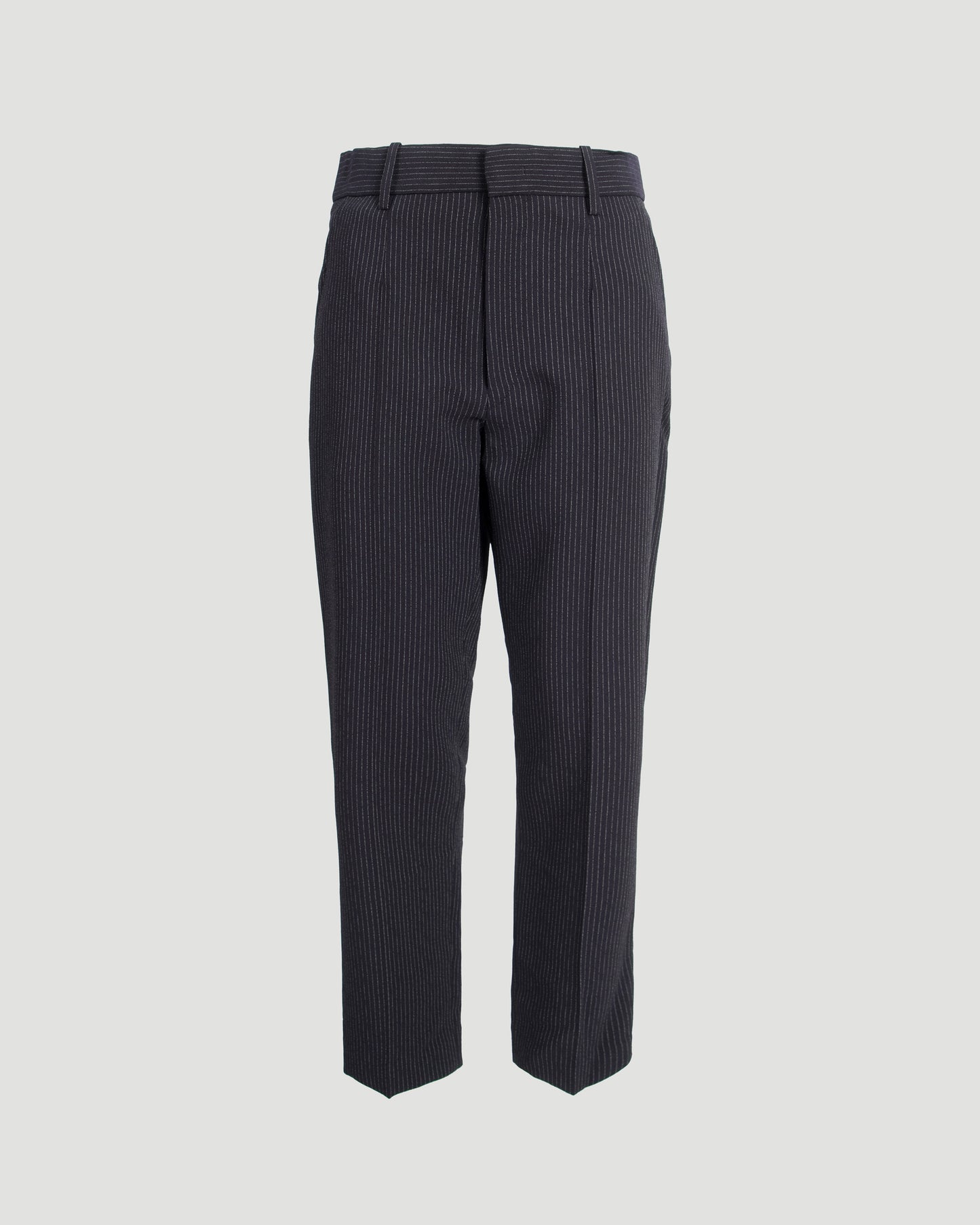 Pinstriped Cigarette Trousers in Midnight Blue