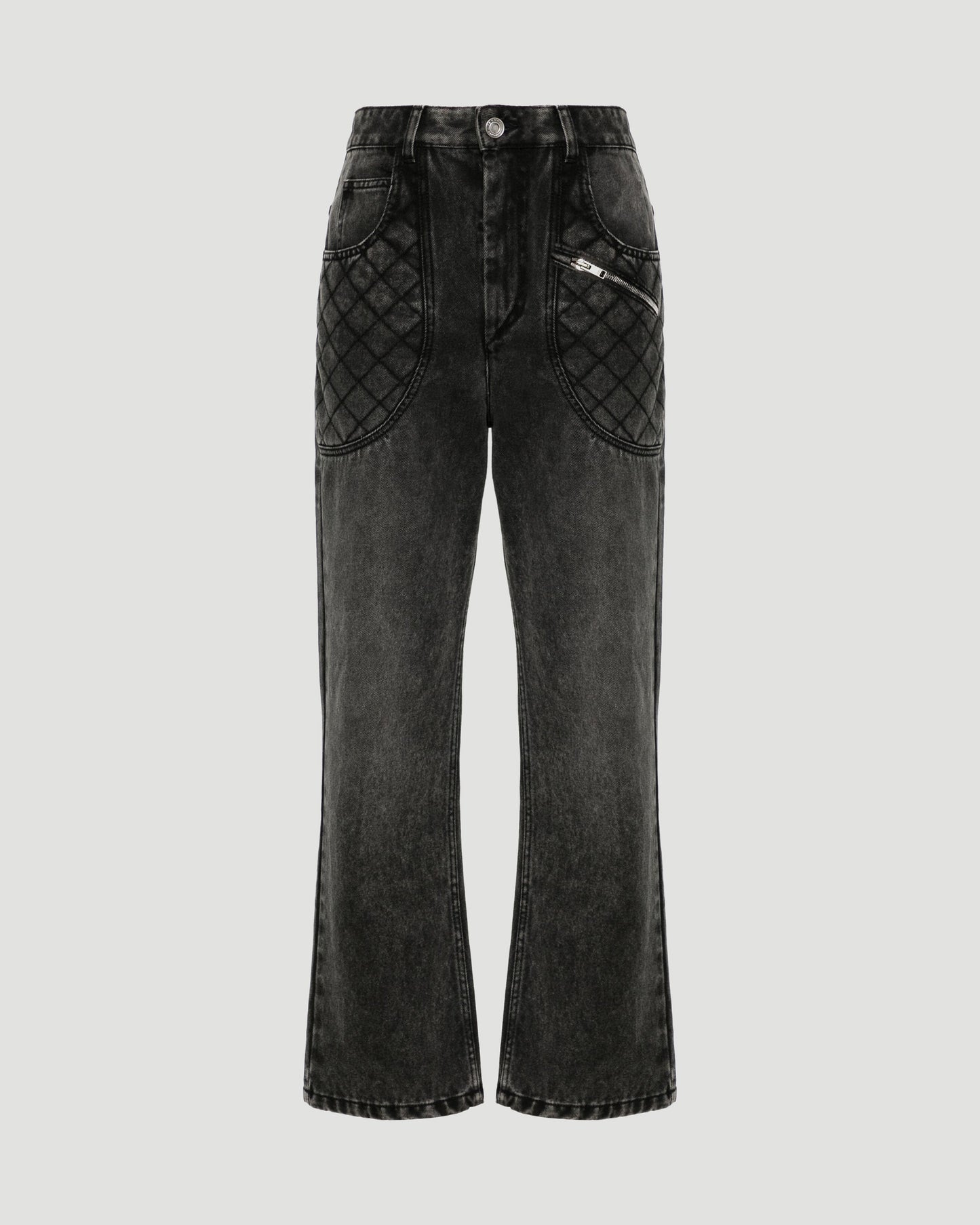 Denim Jeans With Quilted Yokes