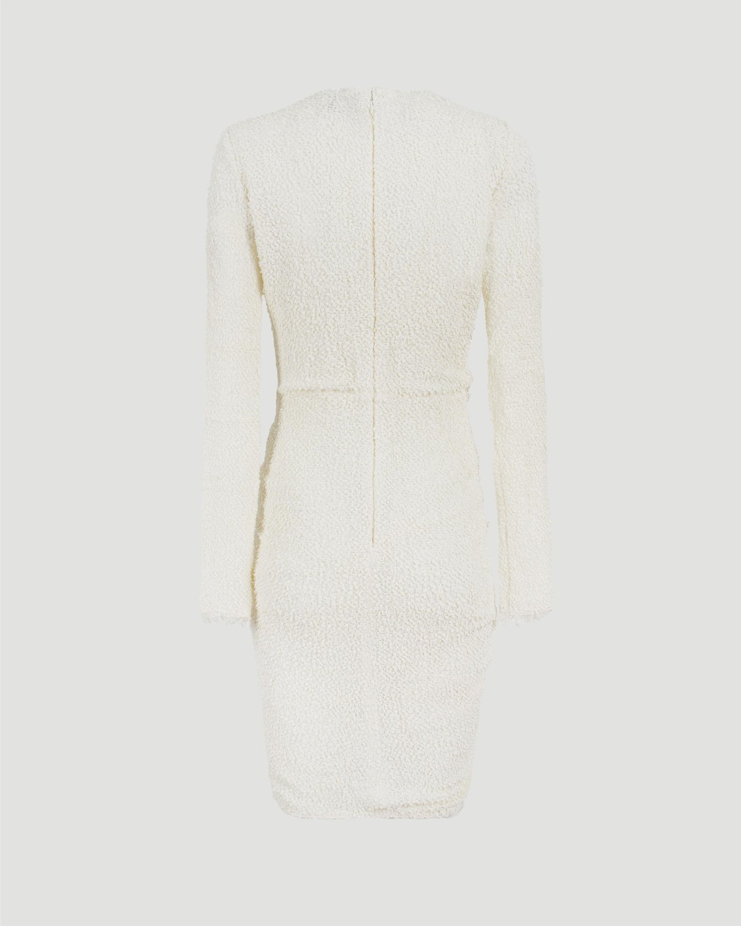 Draped Bouclé JUersey Dress in Ecru