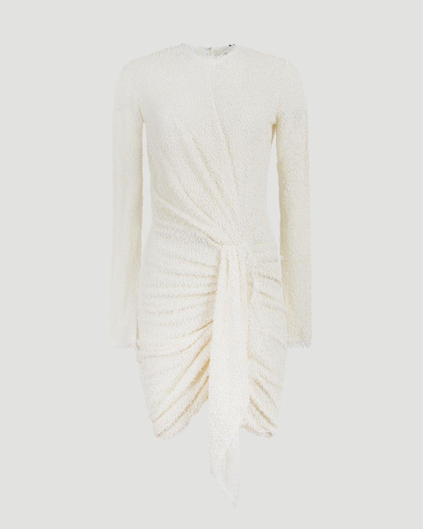 Draped Bouclé JUersey Dress in Ecru