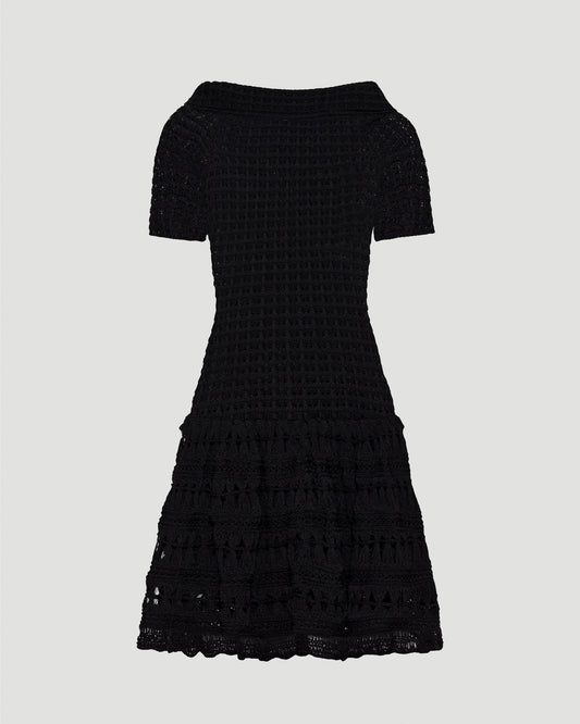 Charlotte Crocheted Mini Dress in Black