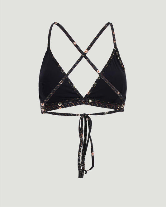 Printed Bikini Top in Black