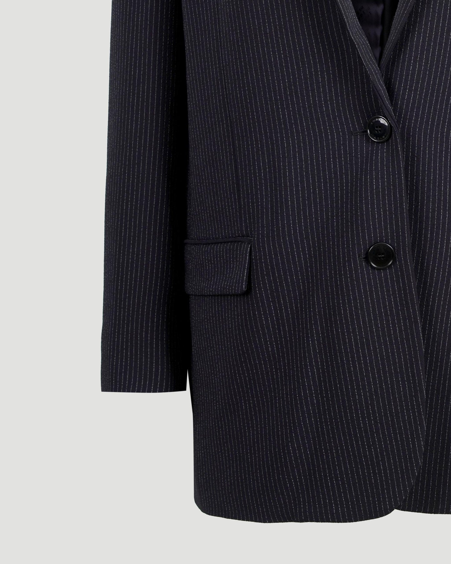 Pinstriped Suit Jacket in Midnight Blue