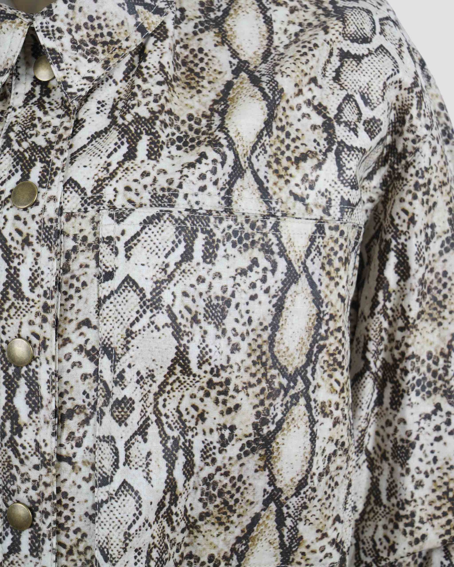 Coated Linen Jacket in Animal Print
