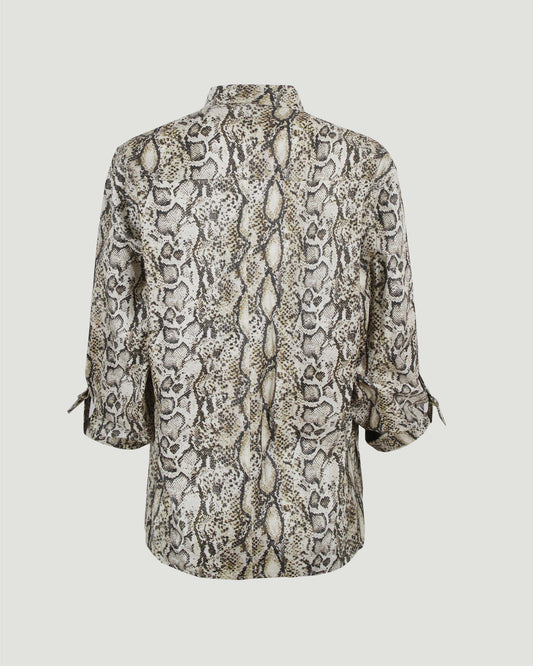 Coated Linen Jacket in Animal Print