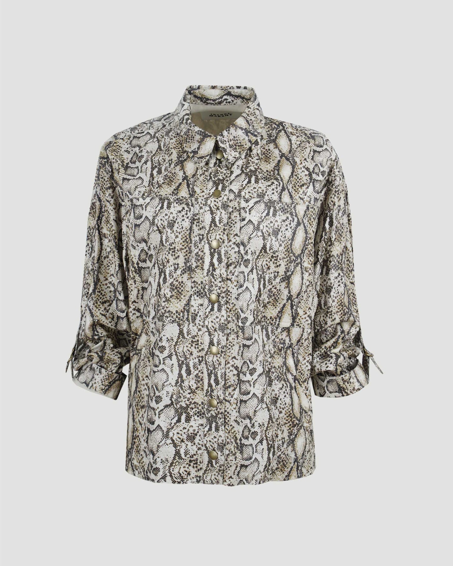 Coated Linen Jacket in Animal Print