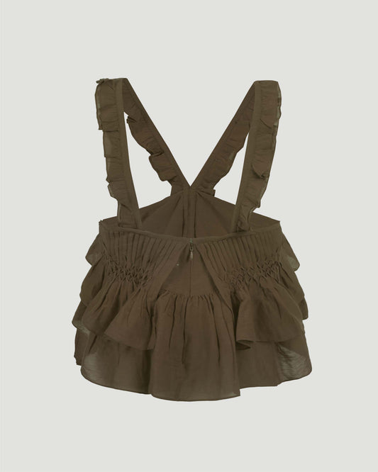 Daliana Ruffled Top in Khaki