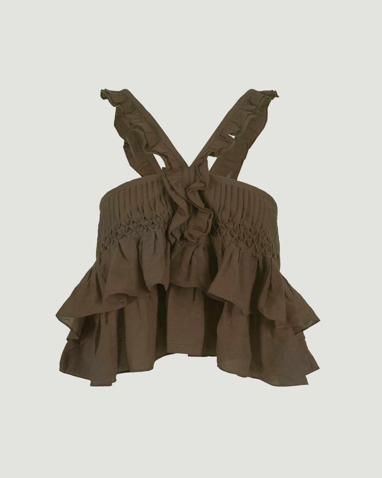 Daliana Ruffled Top in Khaki