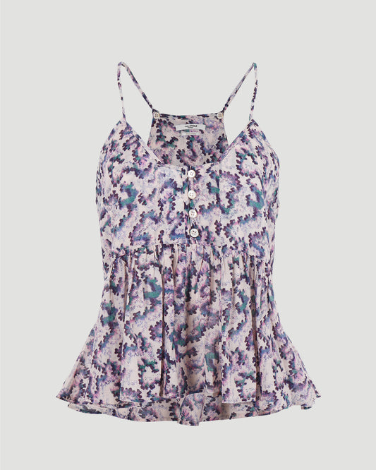 Lirhetta top in ecru and purple